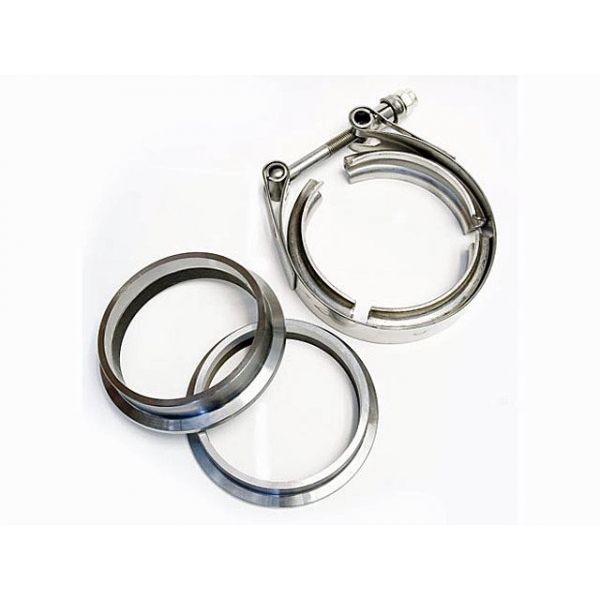 3 Inch V-band Flange and Clamp SET Flat Machined MILD STEEL - 3.75 Inch OD Flanges - Grooved for 3 Inch Tube
