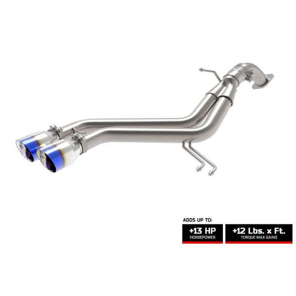 aFe Takeda 2-1/2" 304 Stainless Steel Axle-Back Exhaust System w/ Blue Flame Tips for 2013-2017 Hyundai Veloster Turbo 1.6T GDi - 49-37019-L